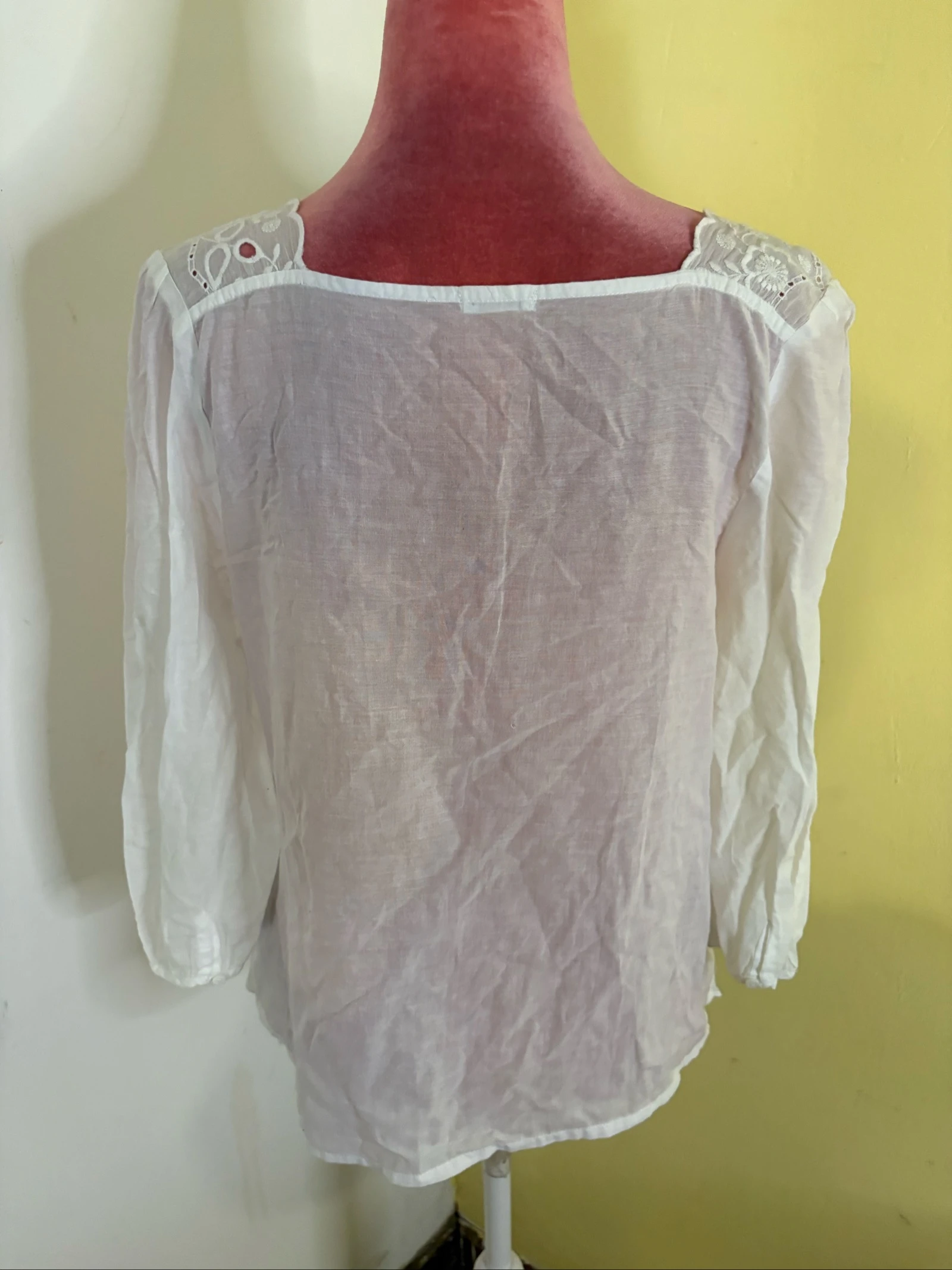 Romantic White Blouse with English Embroidery - Square Neckline – photo 4